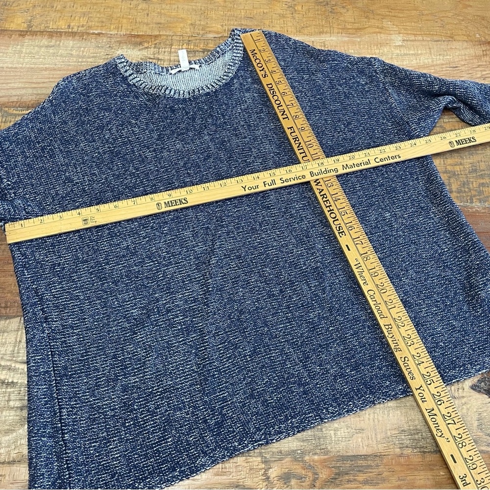 Eileen Fisher Large Light Knitted Navy  Blue Organic Linen Sweater coastal - Picture 6 of 8
